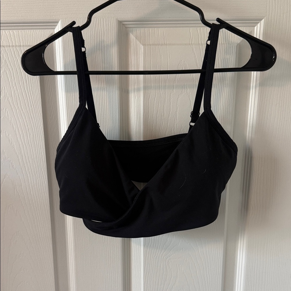 Fabletics Black Women's Draped Bralette - Comfortable Everyday Support